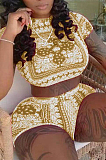 Fashion Casual Short Sleeve Print Sport Two-Piece W8378