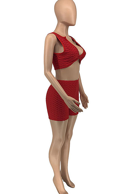 Yoga Knitting Jacquard Sport Pure Color Shorts Sets GLS8163