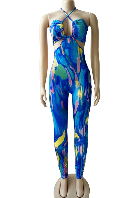 Night Club Sexy Tie Dye Sling Jumpsuit WM2148