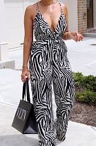Spint Summer Fashion Stripe Sexy Wide Leg Jumpsuit JG037
