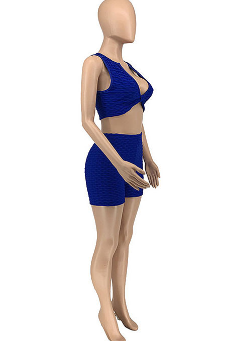 Yoga Knitting Jacquard Sport Pure Color Shorts Sets GLS8163