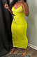 Pure Color Gallus Sexy Hollow Out Long Dress GLS8148
