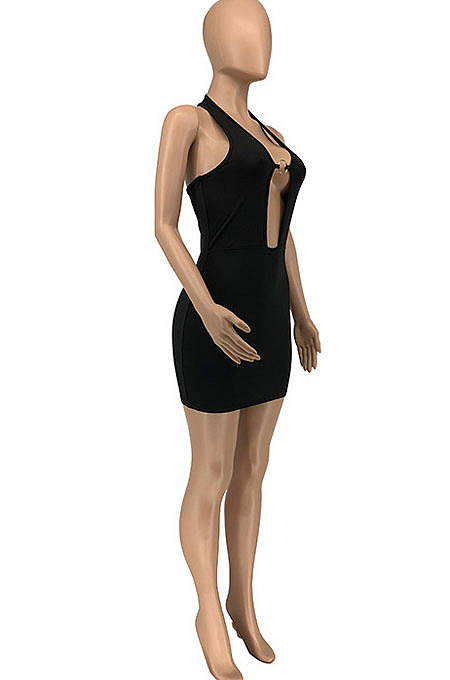 Fashion Casual Pure Color Sexy Summer Mini Dress GLS7009