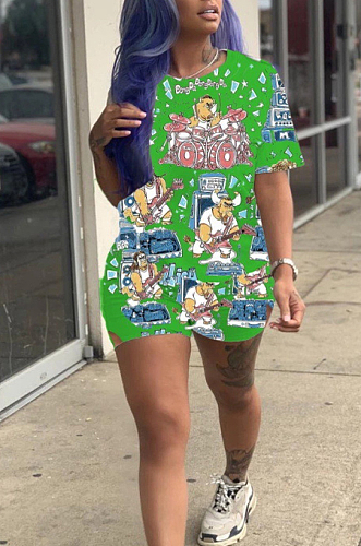 Fashion Casual Cartoon Graphic Tie Dye Print Two-Piece WM2417