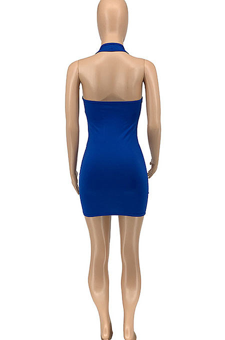 Fashion Casual Pure Color Sexy Summer Mini Dress GLS7009