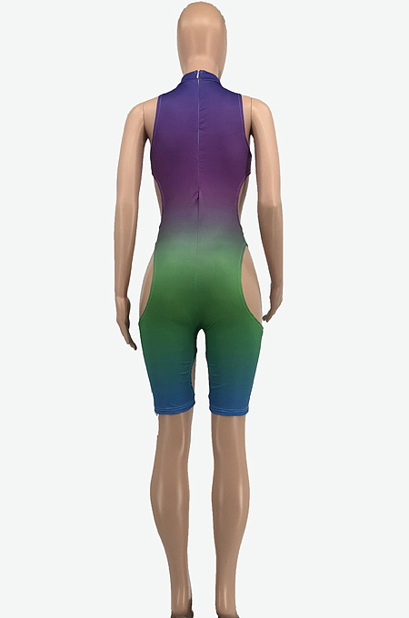 Euramerican Sexy Gradient Print Hole Jumpsuit HYM6060