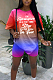 Casual Gradient Letter Print Short Sleeve Shorts Two-Piece HYM1688