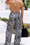 Spint Summer Fashion Stripe Sexy Wide Leg Jumpsuit JG037