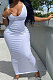 Sexy U Neck Sleeveless High Elastic Pure Color Tight Long Dress  GLS8131