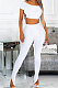 Shirred Detail A Word Shoulder Open Fork Small Flare Leg Pants Sets GL6375