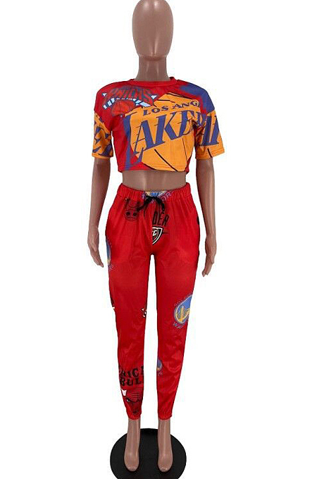 Euramerican Casual Print Short Sleeve Two-Piece SXS6033