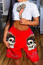 Fashion Casual Printing Short Sleeve Top Two-Pieces GLS7004