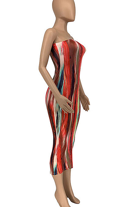 Women Summer Bandeau Bra Midi Drees GLS7006