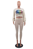 Euramerican New Style Sexy Print Long Sleeve Two Pieces Sets MLD5011
