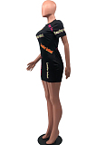 Sexy Night Club Package Buttocks Letter Round Neck Dress HYM6086