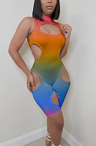 Euramerican Sexy Gradient Print Hole Jumpsuit HYM6060