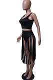 Euramerican Fashion Women Pure Color Vest Tasses Dress Sets JH236