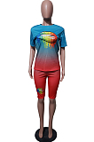 Fashion Women Casual Print Gradient Two-Piece JH237