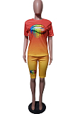 Fashion Women Casual Print Gradient Two-Piece JH237