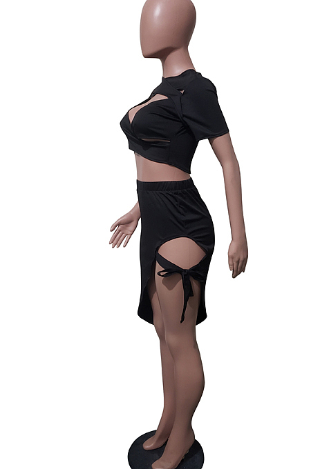 Fashion Pure Color Bind Short Skirt Two-Piece JH227