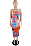 Fashion Print Sexy Sling Backless Dress JG028