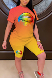Fashion Women Casual Print Gradient Two-Piece JH237