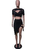 Fashion Pure Color Bind Short Skirt Two-Piece JH227