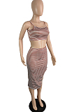 Fashion Casual Struipe Print Sling Vest One Pace Two-Piece JG030 