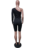 Fashion Sexy Women Bind Contrast Color Single Sleeve Jumpsuits JH231 