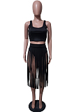 Euramerican Fashion Women Pure Color Vest Tasses Dress Sets JH236