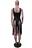 Euramerican Fashion Women Pure Color Vest Tasses Dress Sets JH236