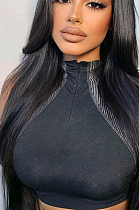 Summer 2021 Round Neck Sleeveless Black Casual Sports T-Shirt MLD5036