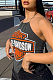 Grey Letter Printed Casual Halter Vest MLD5030