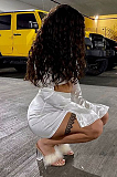 2021 Summer New Casual Sexy Reflective Skirt Two-Piece Set MLD5033