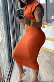 Sleeveless T Shirts Fashion Slim Dress Casual Solid Color Skirt Sets RMH8912