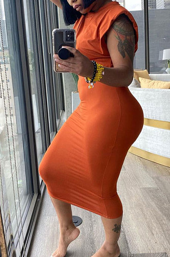 Sleeveless T Shirts Fashion Slim Dress Casual Solid Color Skirt Sets RMH8912