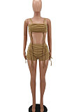 Casual Sexy Drawsting Bind Pure Color Shorts Sets AYA7002