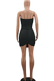 Fashion Sexy Chest Wrap Pure Color Mini Dress AYA7004