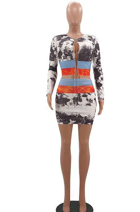 Fashion Casual Positioning Printing Apply Colours To A Drawing Skirts Sets AYA7008