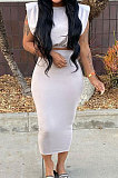 Sleeveless T Shirts Fashion Slim Dress Casual Solid Color Skirt Sets RMH8912