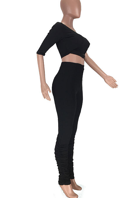 Ruffle Pants Single Sleeve Tops Pit Bar Two-Pieces LL6283