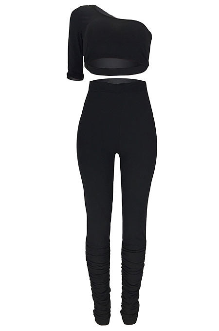 Ruffle Pants Single Sleeve Tops Pit Bar Two-Pieces LL6283