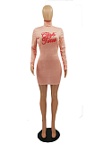 Pure Sexy Letter Print Pullover Backless Mini Dress MLD5014