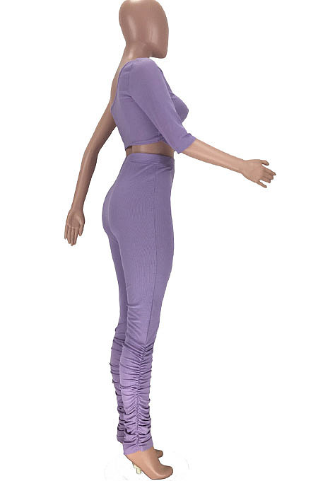 Ruffle Pants Single Sleeve Tops Pit Bar Two-Pieces LL6283