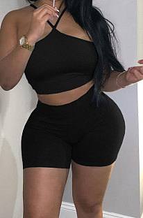 Pure Color Cross Bind Vest Shorts Sets QMQ7030