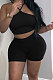 Pure Color Cross Bind Vest Shorts Sets QMQ7030