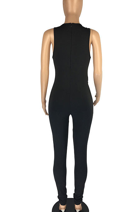 Casual Women Sleeveless Pure Color Bodycon Jumpsuits LL6318
