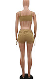 Casual Sexy Drawsting Bind Pure Color Shorts Sets AYA7002