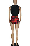 Sexy Burnt Flower Hollow Our Vest Short Shorts Two-Pieces QMQ7034