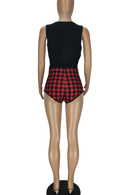 Sexy Burnt Flower Hollow Our Vest Short Shorts Two-Pieces QMQ7034